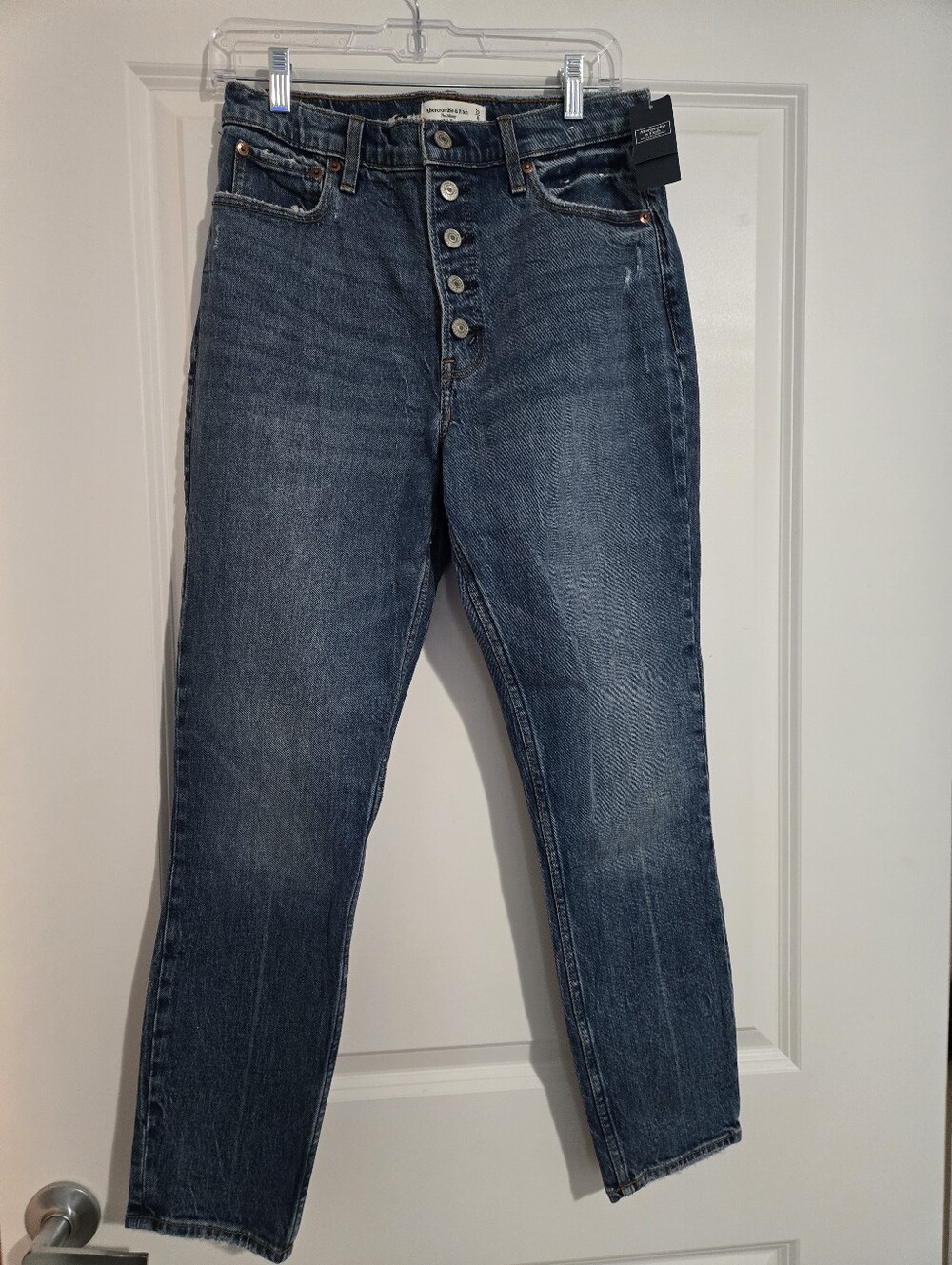 Abercrombie & Fitch High Rise Skinny Jeans 29 8R Medium Wash Button Fly 2423-277